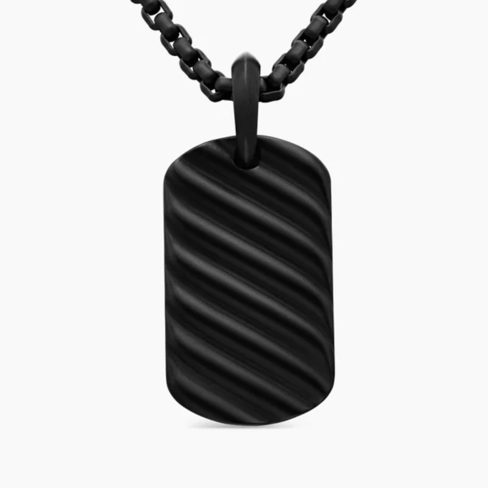 David Yurman Black Titanium Sculpted Cable Tag 27mm